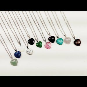 Holiday Gift New Natural Semi-precious gemstone heart necklace